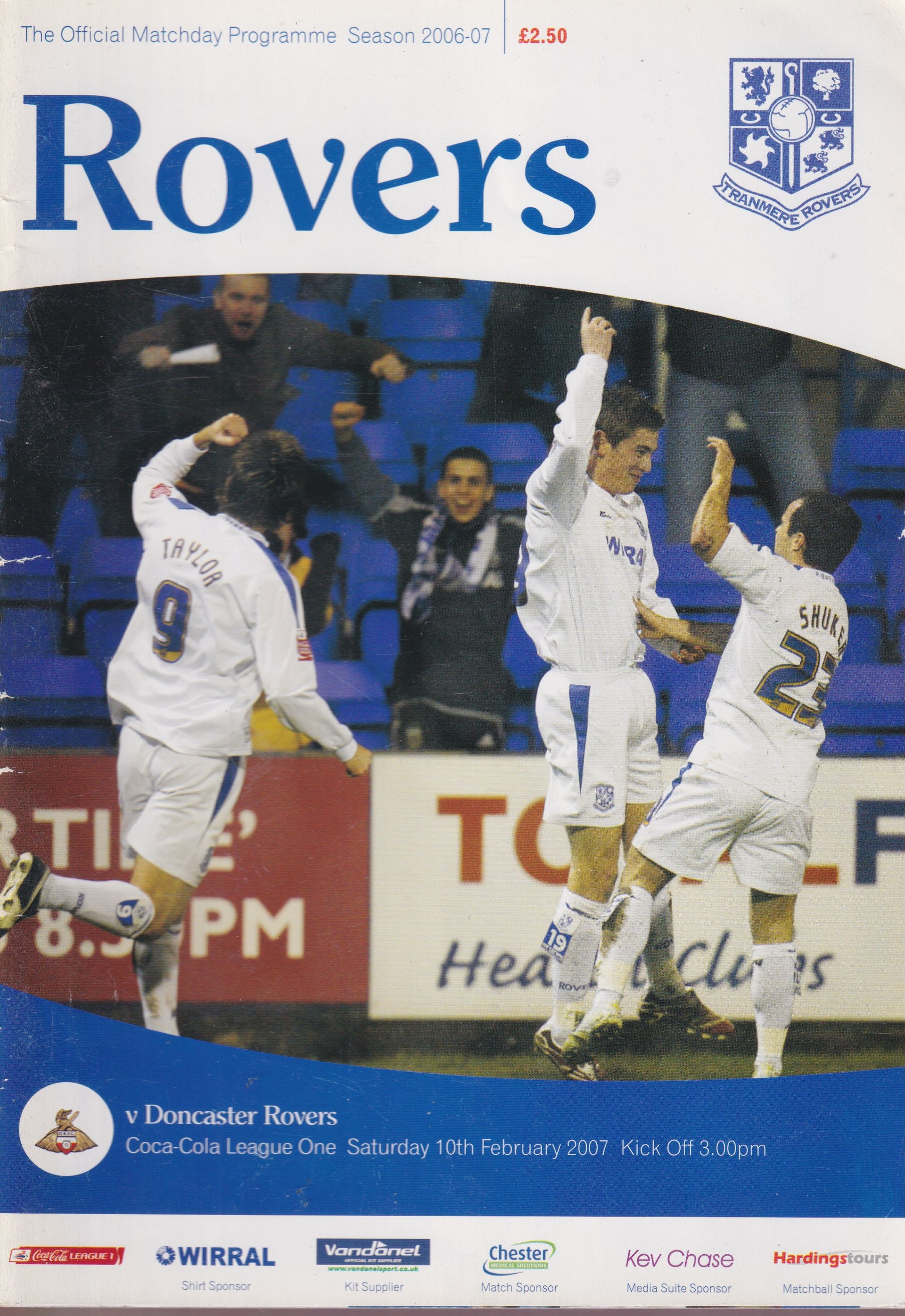 Tranmere Rovers v Doncaster Rovers match programme